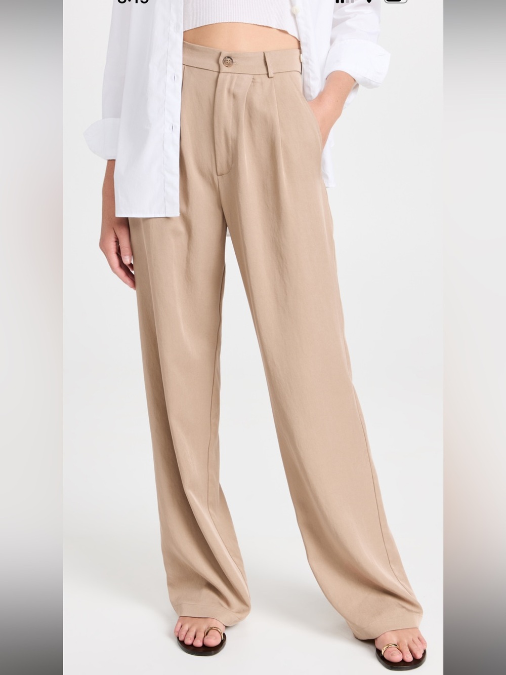 Reformation Beige Khaki Color Tencel High Rise Wide Leg Mason Pants Sz. 2